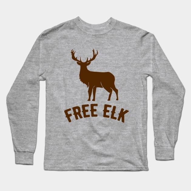 ELK animal Free Long Sleeve T-Shirt by Mr Youpla